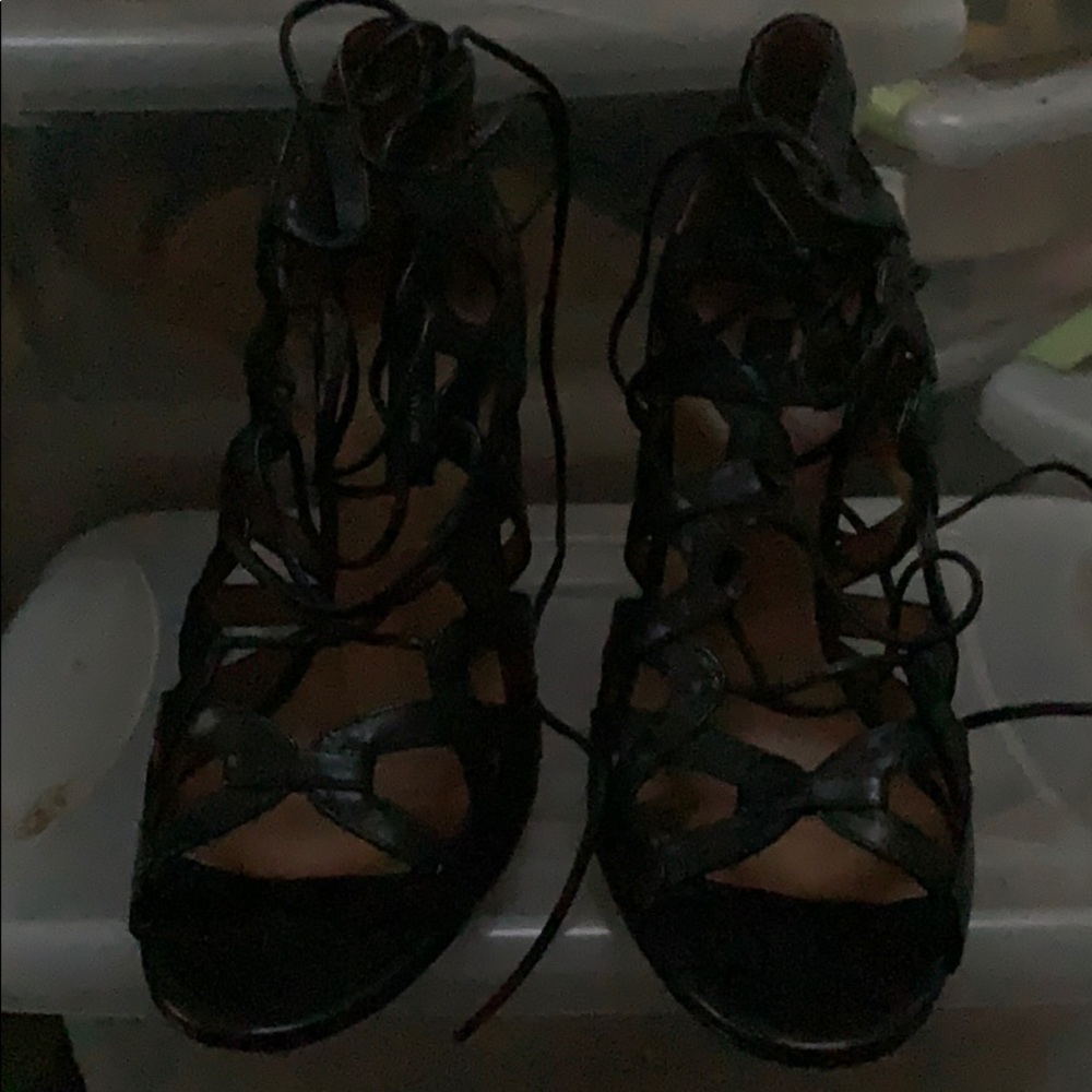 Black leather lace up